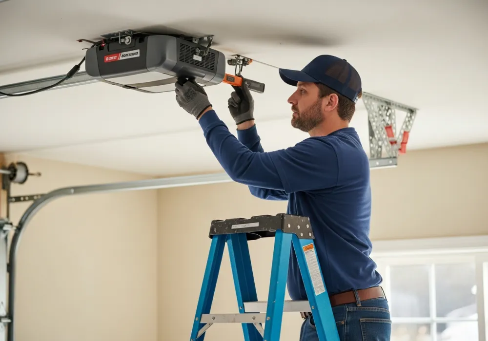 Servicing a garage door opener motor — Canton