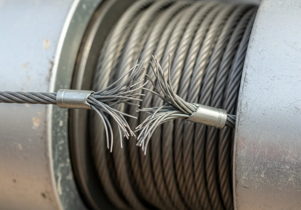 A snapped garage door lift cable — Charleston